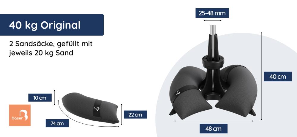 Baser Sonnenschirmständer Maße – 40 kg