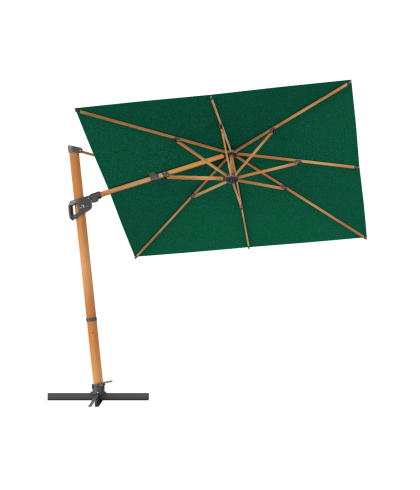 Baser Supreme Ampelschirm 300x300 cm, Waldgrün & Holzoptik