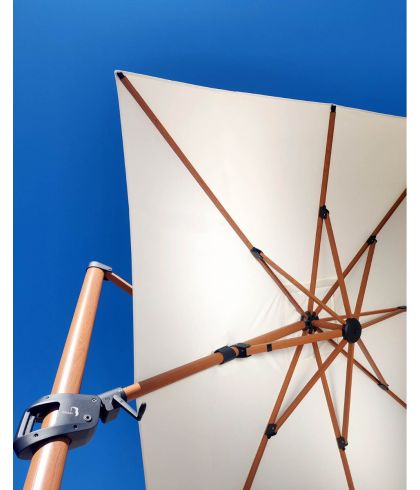 Baser Supreme Ampelschirm 300x300 cm, Waldgrün & Holzoptik