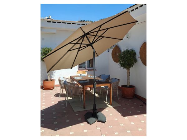 Baser Original Sonnenschirm 3 m rund mit Kurbel, Taupe