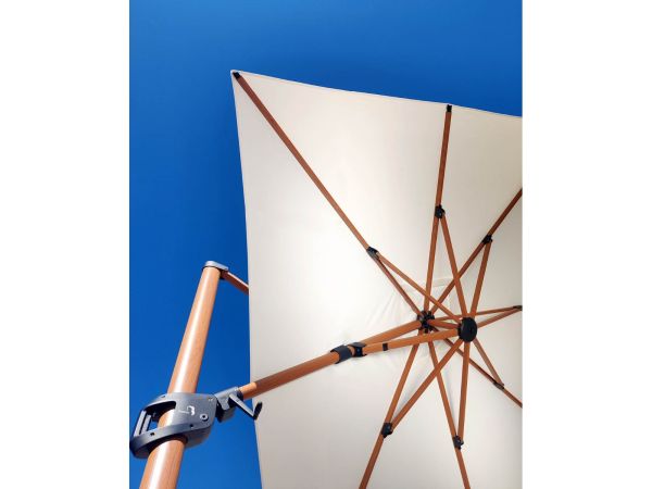 Baser Supreme Ampelschirm 250x250 cm, Weiß & Holzoptik